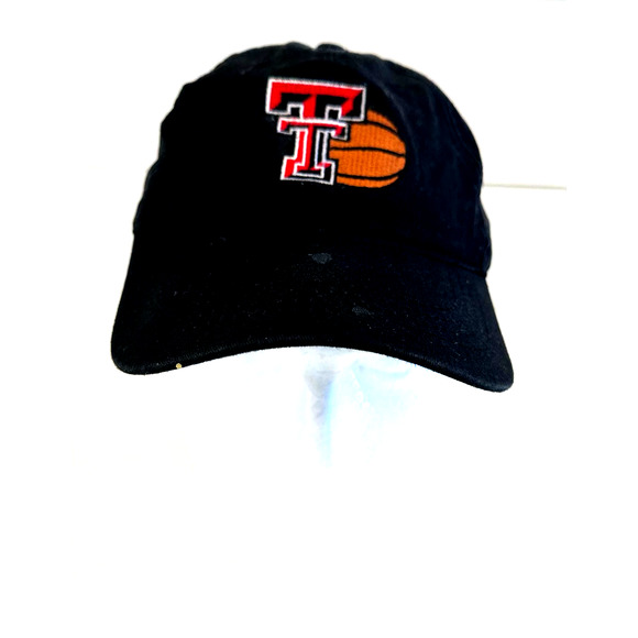Texas Tech Double Red T Basketball Cool Fit Strap Back Adult Black Cap - Picture 1 of 8